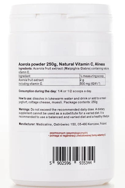 Aliness Acerola Powder 250 g - natural vitamin C