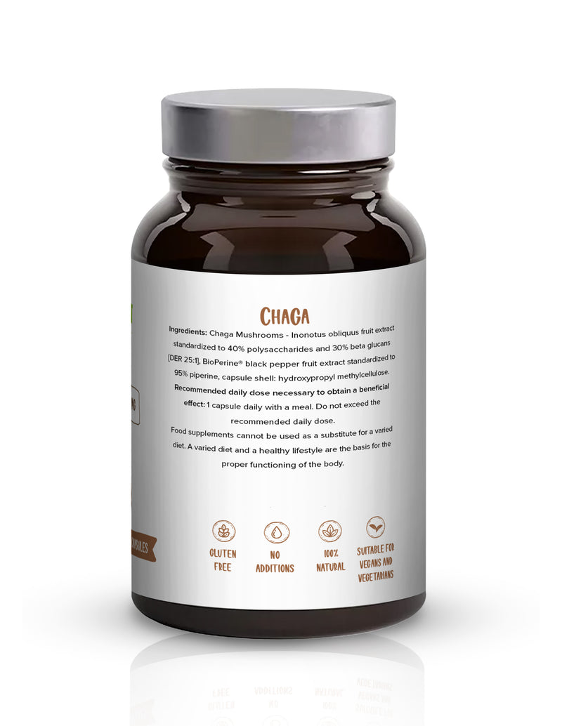 Biowen Chaga ekstrakt z grzybów 400 mg - 40% polisacharydy, 30% beta-glukany - kapsułki