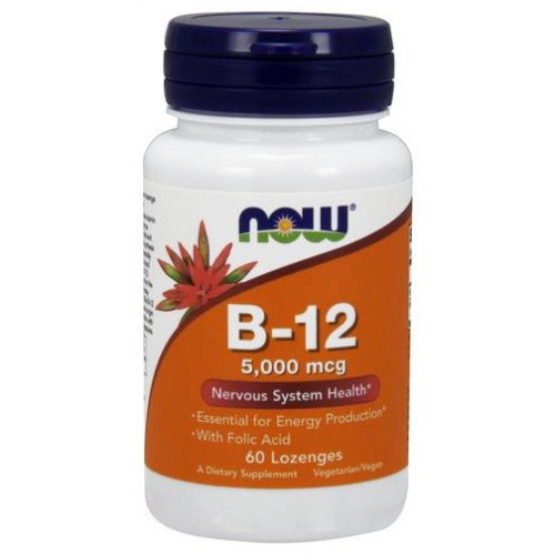 NOW Foods Vitamin B-12 with Folic Acid - 5000mcg  - 60 lozenges