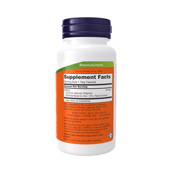 NOW Foods Saffron, 50mg  - 60 vcaps
