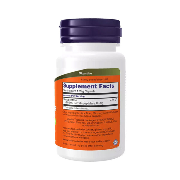 NOW Foods Serrapeptase  - 60 vcaps