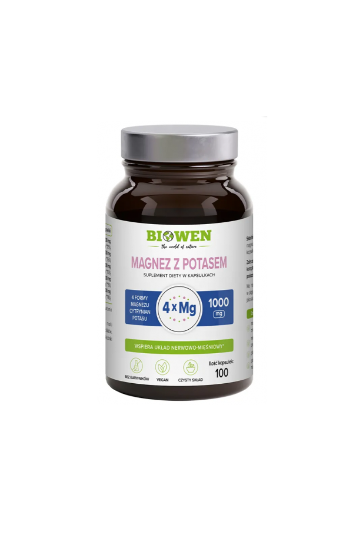 Biowen New Magnesium with potassium 1000 mg, 100 vegan capsules