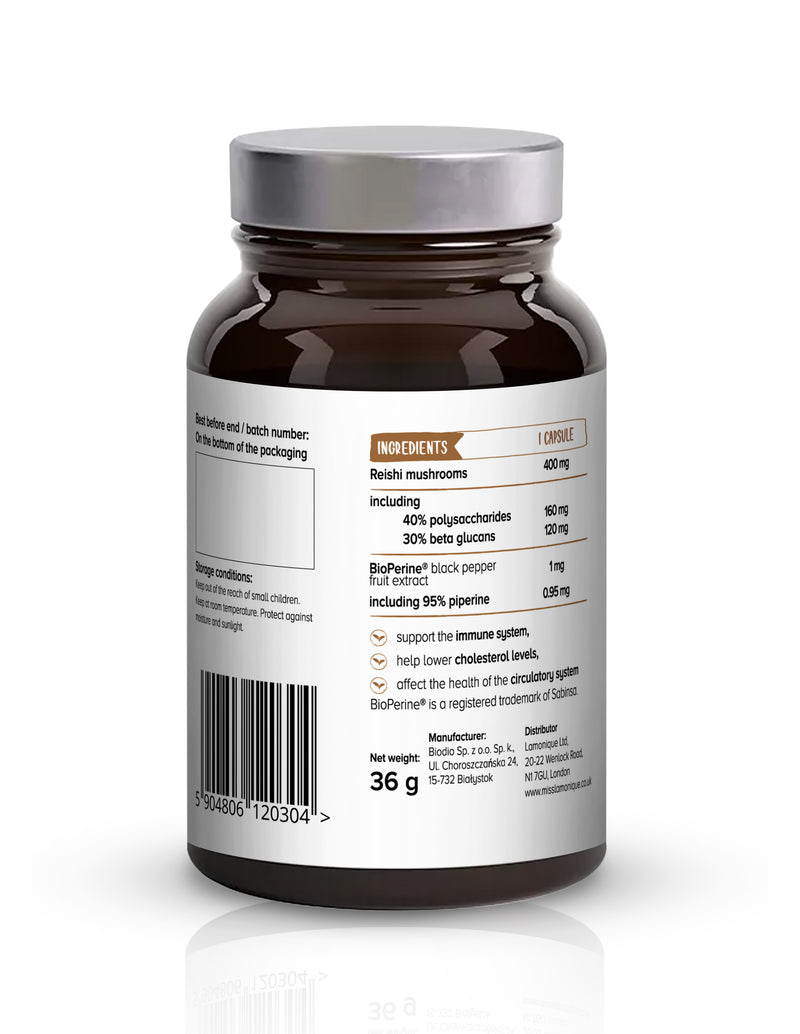 Biowen Reishi 400 mg – 40% polisacharydy, 30% beta-glukany – kapsułki