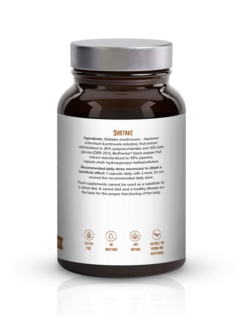 Ekstrakt Biowen Shiitake 400 mg – 40% polisacharydy, 30% beta-glukany – kapsułki