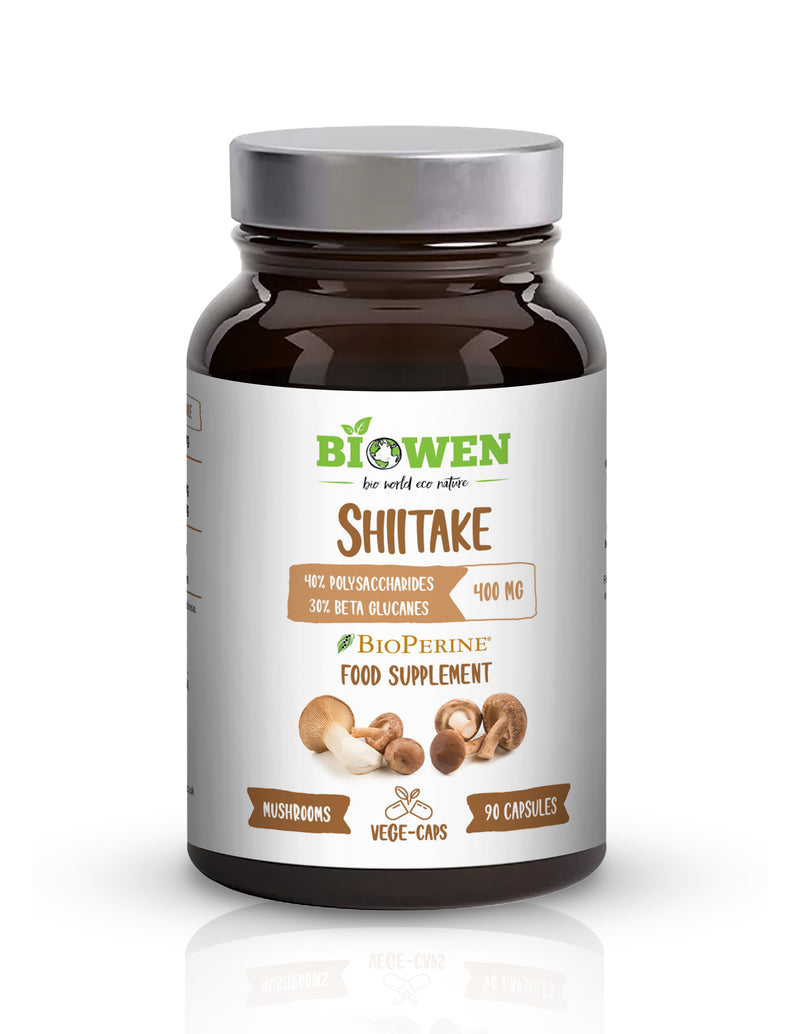 Ekstrakt Biowen Shiitake 400 mg – 40% polisacharydy, 30% beta-glukany – kapsułki