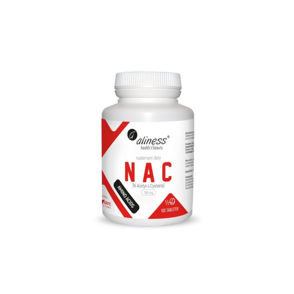 Aliness NAC N-Acetylcysteine L-CYSTEINE 490mg, 100 capsules