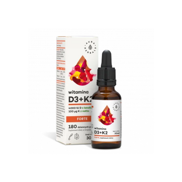 Aura Herbals Vitamin D3 4000 IU + K2 Forte, drops 30 ml
