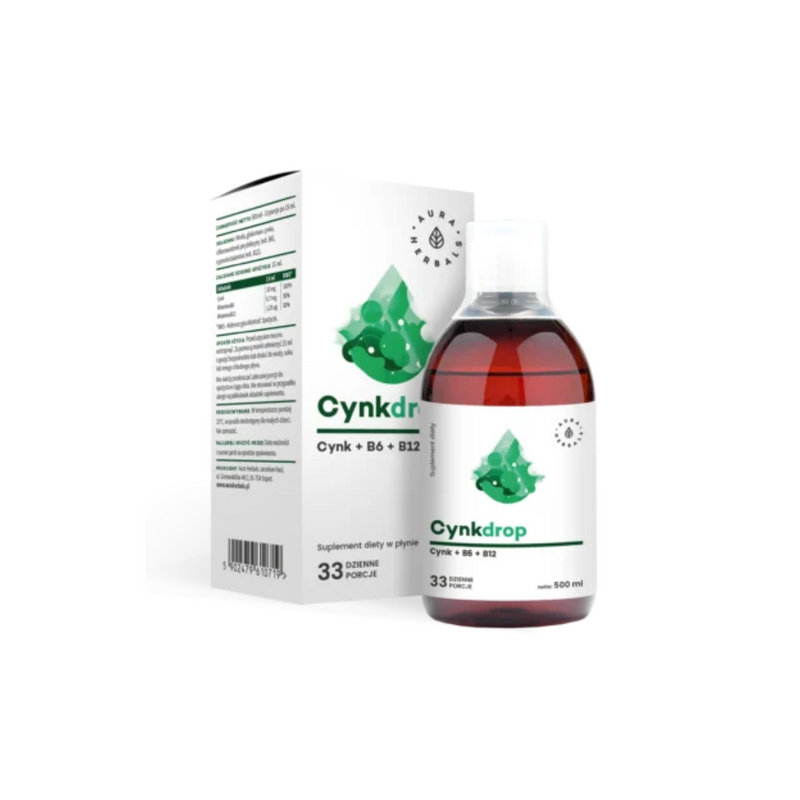 Aura Herbals Cynkodrop Zinc + B6 B12, 500 ml