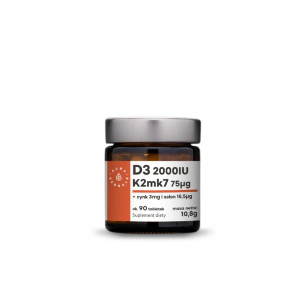 Aura Herbals Vitamin D3 (2000IU) + K2mk7 + Zinc + Selenium, 90 capsules