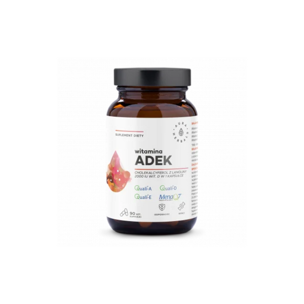 Aura Herbals Vitamin ADEK A + D3 + E + K2 MK7, 90 capsules