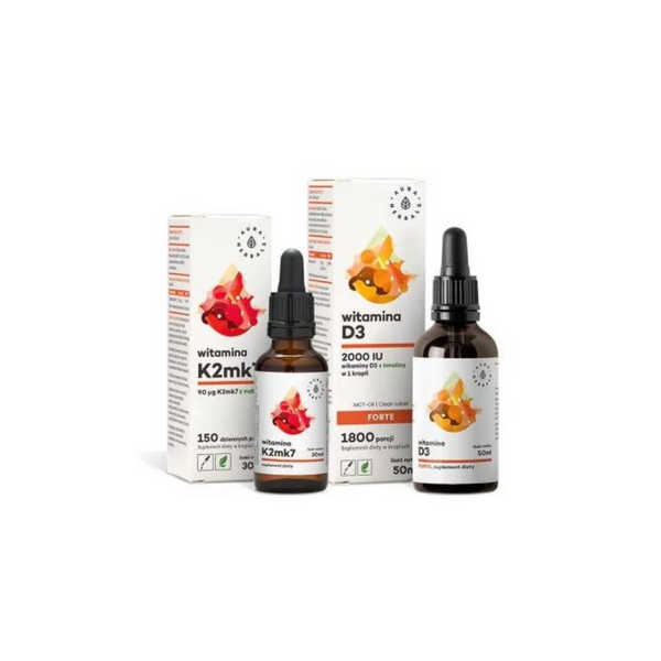 Aura Herbals Set Vitamin D3 MCT-Oil + K2, 1800 + 150 drops