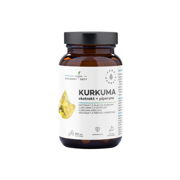 Aura Herbals Turmeric extract + Piperine, 60 capsules