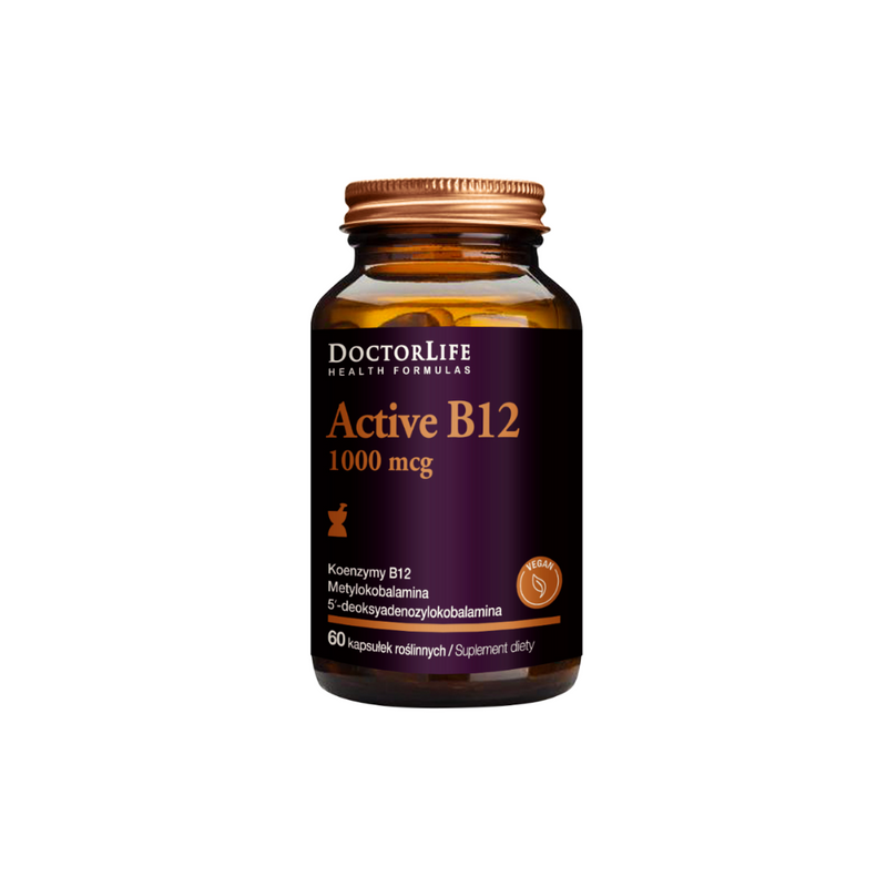 Doctor Life Active B12 1000 mcg, Active B12 Metylokobalamina, 60 kapsułek