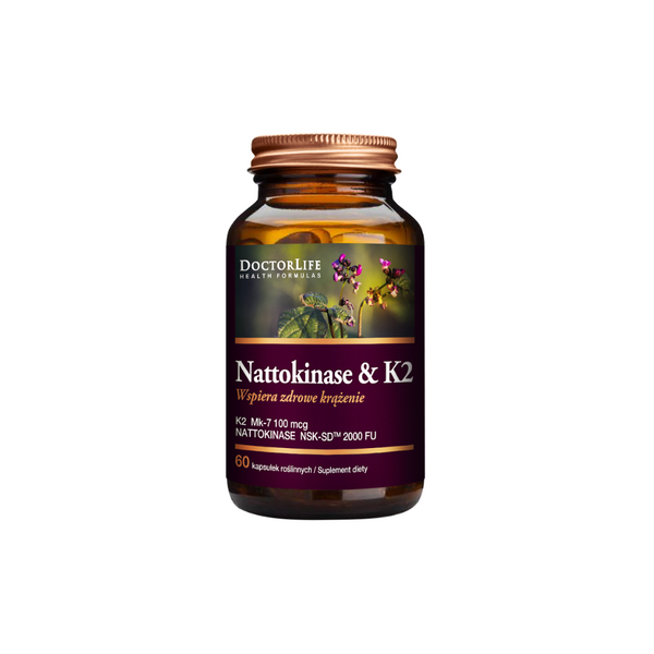 Doctor Life Nattokinase & K2 - K2 Mk-7 100mcg & Nattokinase NSK-SD™ 2000FU, 60 capsules