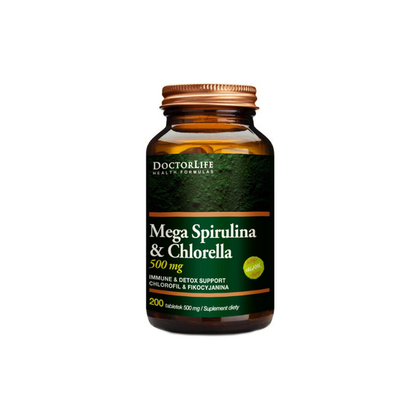 Doctor Life Mega Spirulina&Chlorella - Detox Support, 200 tablets