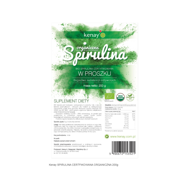 Kenay Organiczna Spirulina w proszku (200 g)