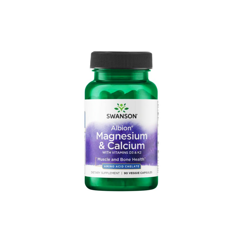 Swanson Albion Magnesium and Calcium Chelate with D3 and K2, 90 capsules