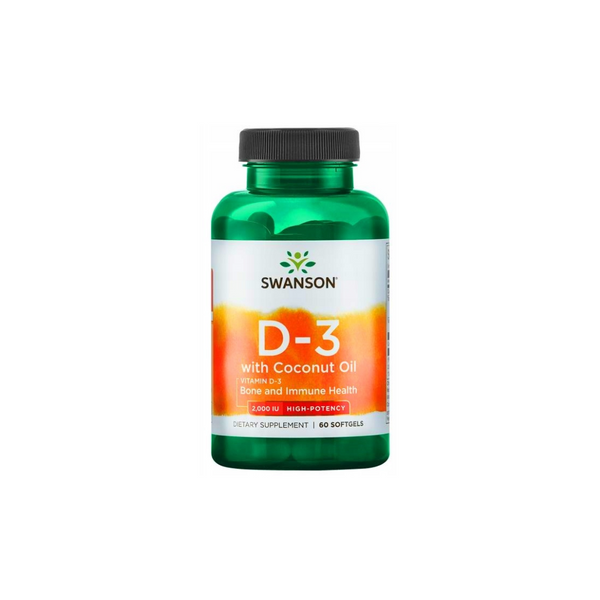 Swanson Vitamin D-3 2000IU with Coconut Oil, 60 capsules