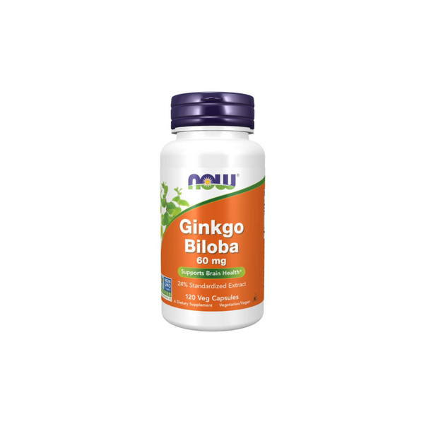 Now Foods Ginkgo Biloba extract 60 mg, 120 vegan capsules