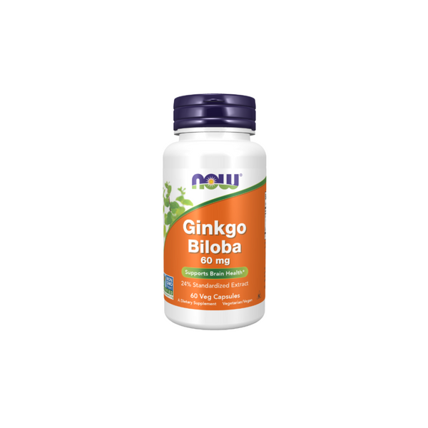 Now Foods Ginkgo Biloba extract 60 mg, 60 vegan capsules