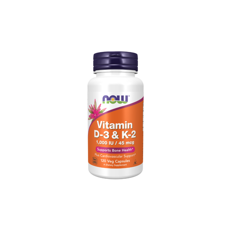 Now Foods Vitamin D3 5000 IU + K2 MK-7 180 mcg 120 capsules