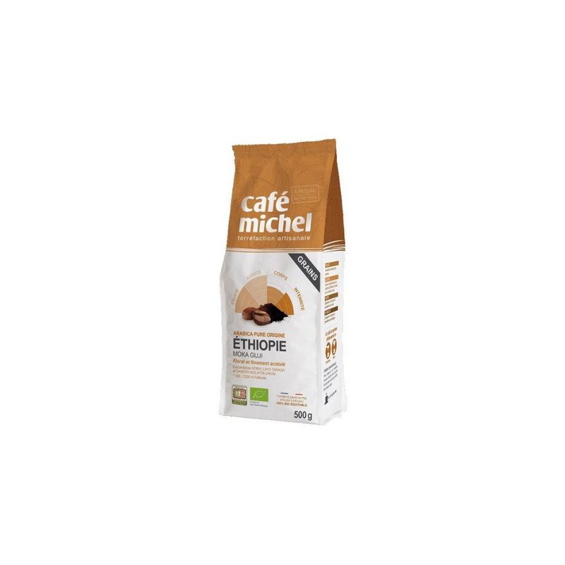 Cafe Michel ORGANIC COFFEE BEANS ARABICA MOKA GUJI ETHIOPIA FAIR TRADE 500 g