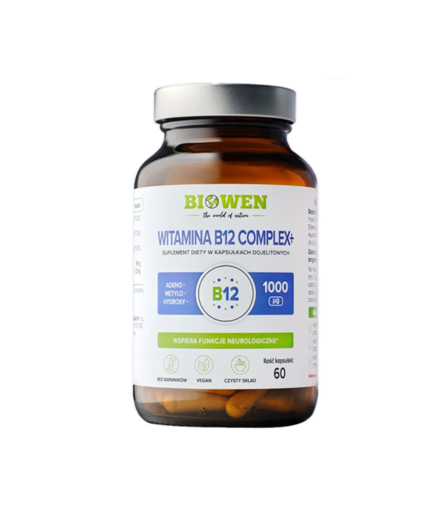Biowen New VITAMIN B12 COMPLEX 3 FORMS Vitamin C ENERGY FATIGUE IMMUNITY, 60 capsules