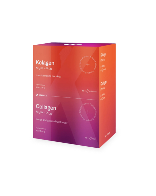 VISANTO COLLAGEN MSM +PLUS mango and passion fruit flavour, 30 x 10,39 g powder sachets - J. ZIEBA