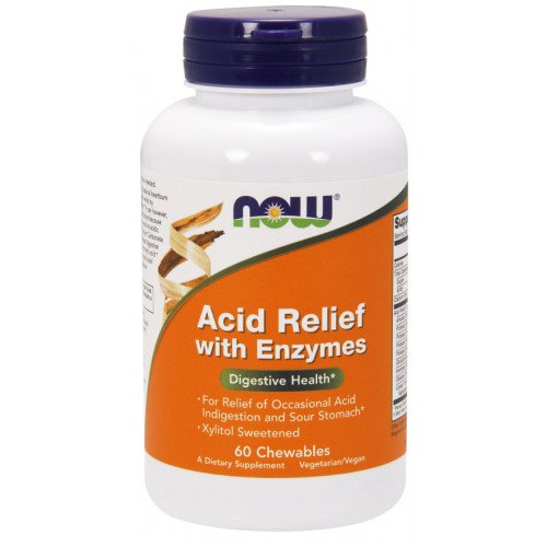 NOW Foods Acid Relief with Enzymes  - 60 chewables