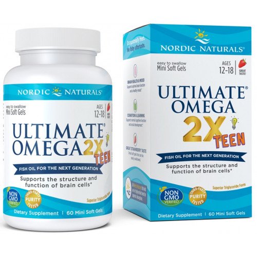 Nordic Naturals Ultimate Omega 2X Fish Oil TEEN - Strawberry (EAN 768990061103)  - 60 mini softgels