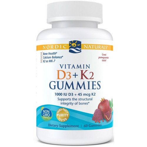 Nordic Naturals Vitamin D3+K2 Gummies, Pomegranate  - 60 gummies