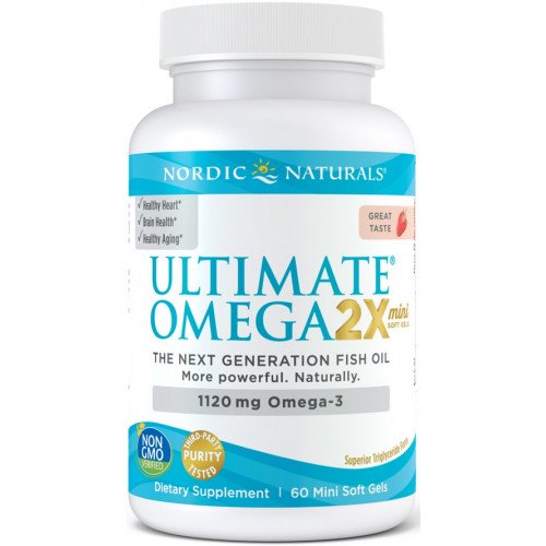 Nordic Naturals Ultimate Omega 2X Mini, 1120mg Strawberry  - 60 mini softgels