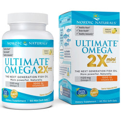 Nordic Naturals Ultimate Omega 2X Mini with Vitamin D3, 1120mg Lemon  - 60 mini softgels