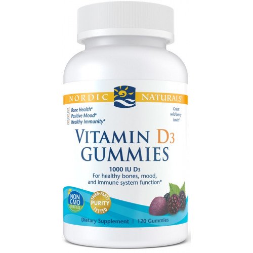 Nordic Naturals Vitamin D3 Gummies, 1000 IU Wild Berry  - 120 gummies