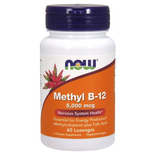 NOW Foods Methyl B-12 with Folic Acid - 5000mcg  - 60 lozenges