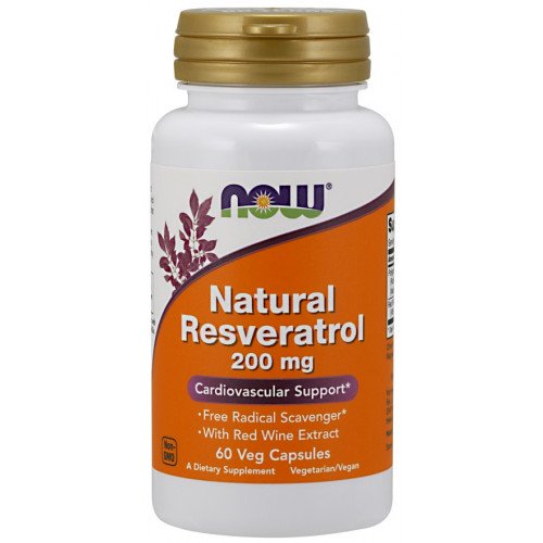 NOW Foods Natural Resveratrol with Red Wine Extract - 200mg  - 60 vcaps