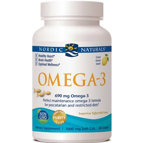 Nordic Naturals Omega-3 - 690mg Lemon (Fish Gelatin)  - 60 softgels