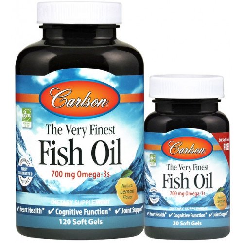 Carlson Labs The Very Finest Fish Oil - 700mg Omega-3s - Natural Orange  - 120 + 30 softgels