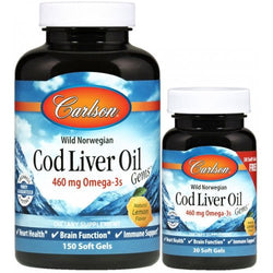 Carlson Labs Wild Norwegian Cod Liver Oil Gems - 460mg  - 150 + 30 softgels