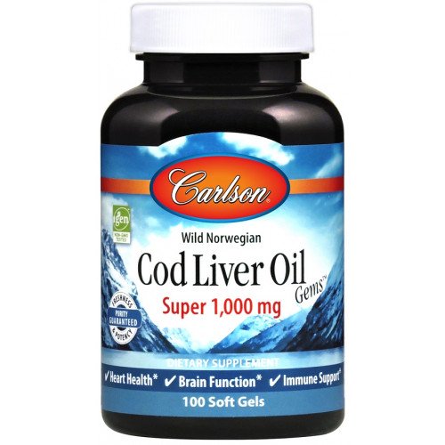 Carlson Labs Wild Norwegian Cod Liver Oil Gems - 1000mg  - 100 softgels