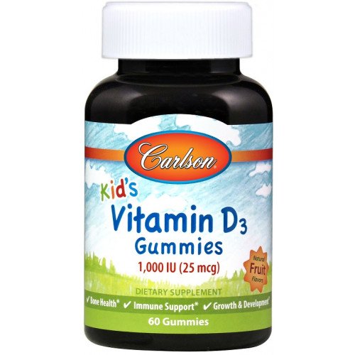 Carlson Labs Kid's Vitamin D3 Gummies, 1000 IU Natural Fruit  - 60 gummies