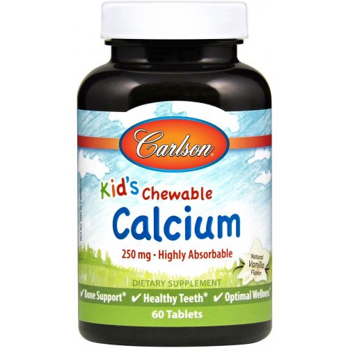 Carlson Labs Kid's Chewable Calcium, 250mg Natural Vanilla  - 60 tablets