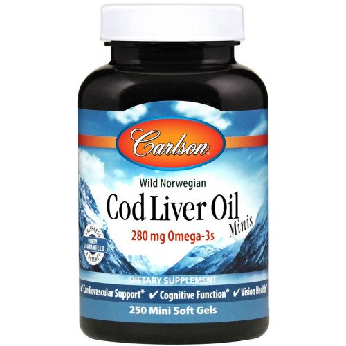 Carlson Labs Cod Liver Oil Minis, 280mg  - 250 mini softgels