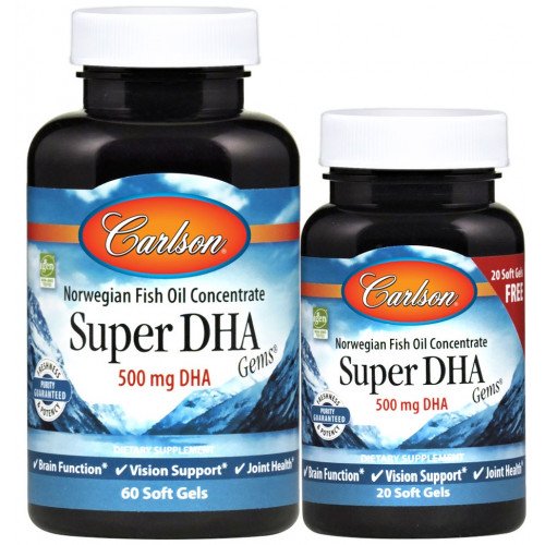 Carlson Labs Super DHA Gems, 500mg  - 60 + 20 softgels