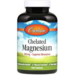 Carlson Labs Chelated Magnesium, 200mg  - 180 tablets