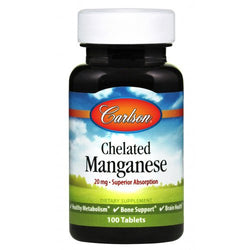 Carlson Labs Chelated Manganese, 20mg  - 100 tablets