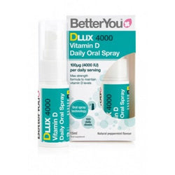 BetterYou DLux 4000 Daily Vitamin D Oral Spray, Natural Peppermint  - 15 ml.