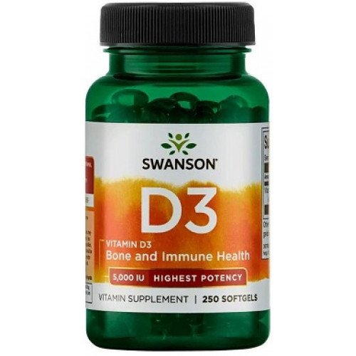 Swanson Vitamin D-3, 5000 IU  - 250 softgels