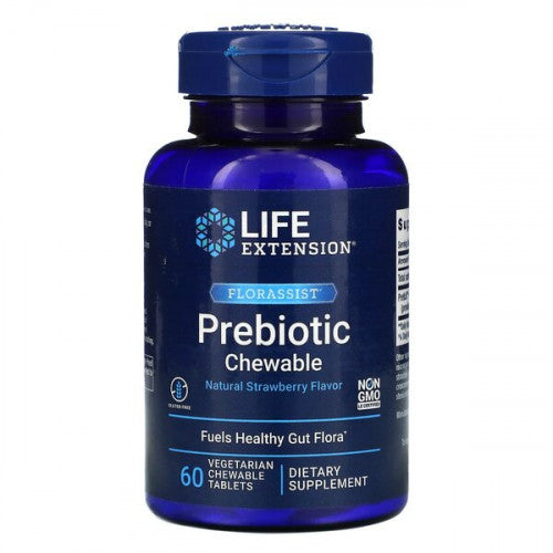 Life Extension Florassist Prebiotic Chewable, Natural Strawberry  - 60 vegetarian chewable tabs