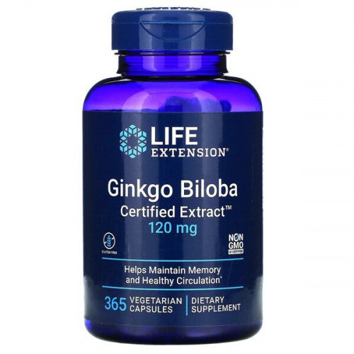 Life Extension Ginkgo Biloba, Certified Extract, 120mg  - 365 vcaps